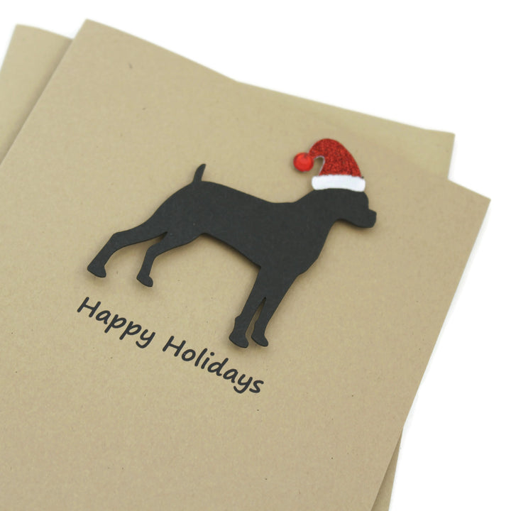 Boxer Christmas Card | Single or Pack of 10 | 25 Dog Colors | Choose Phrases | Santa Hat