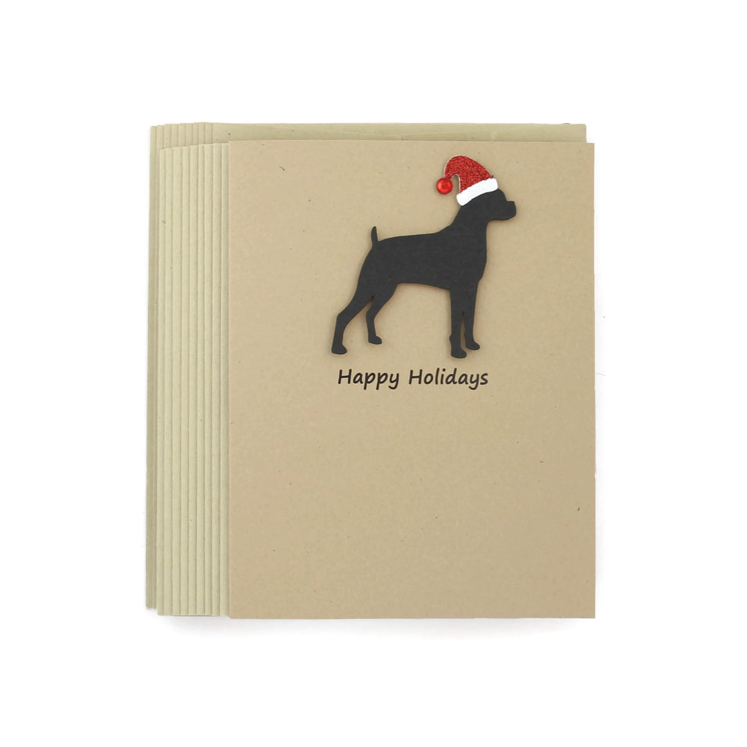 Boxer Christmas Card | Single or Pack of 10 | 25 Dog Colors | Choose Phrases | Santa Hat