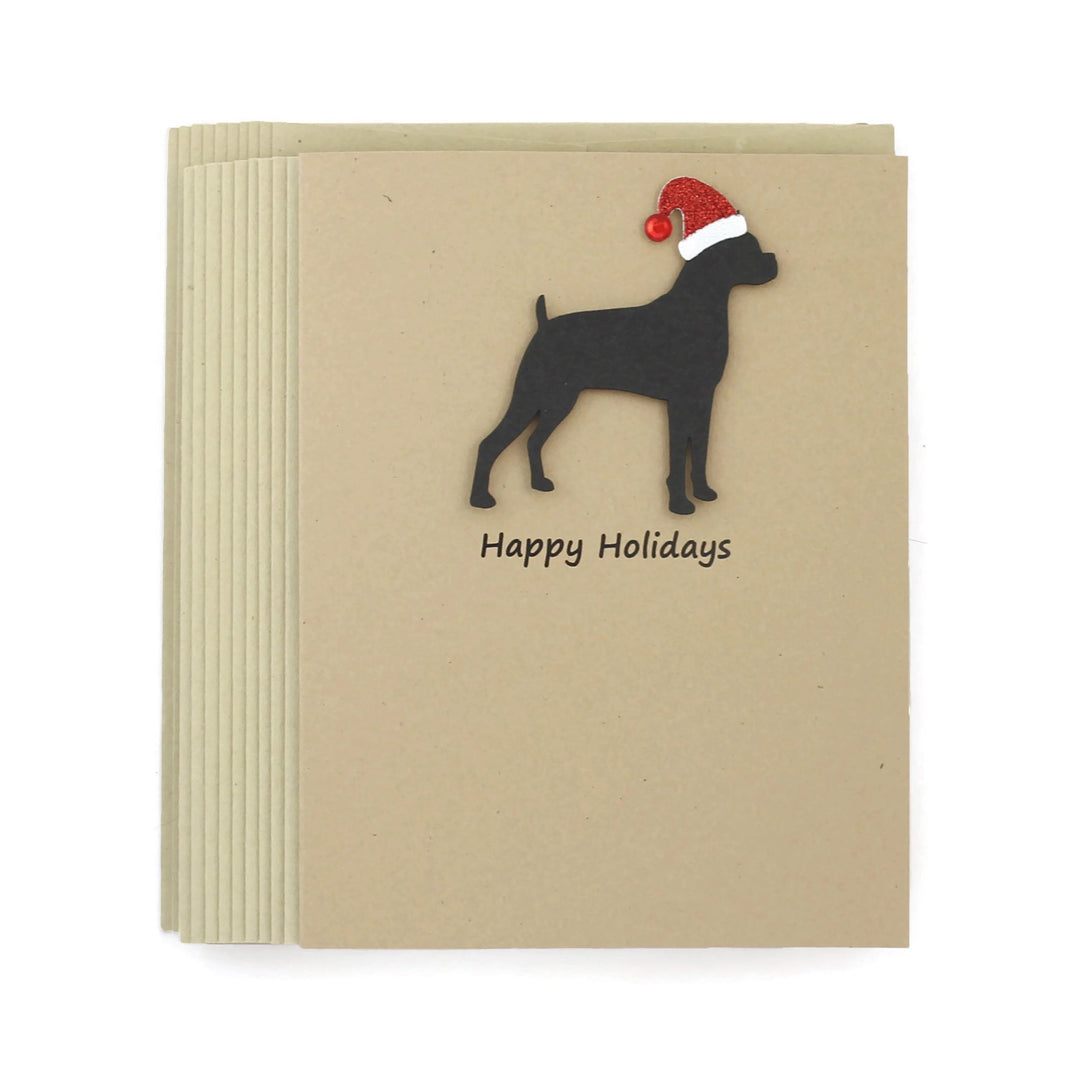 Great Dane Christmas Card | Single or Pack of 10 | 25 Dog Colors | Choose Phrases | Santa Hat