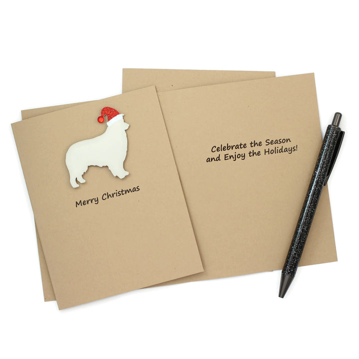 Australian Shepherd Christmas Card | Single or Pack of 10 | 25 Dog Colors | Choose Phrases | Santa Hat