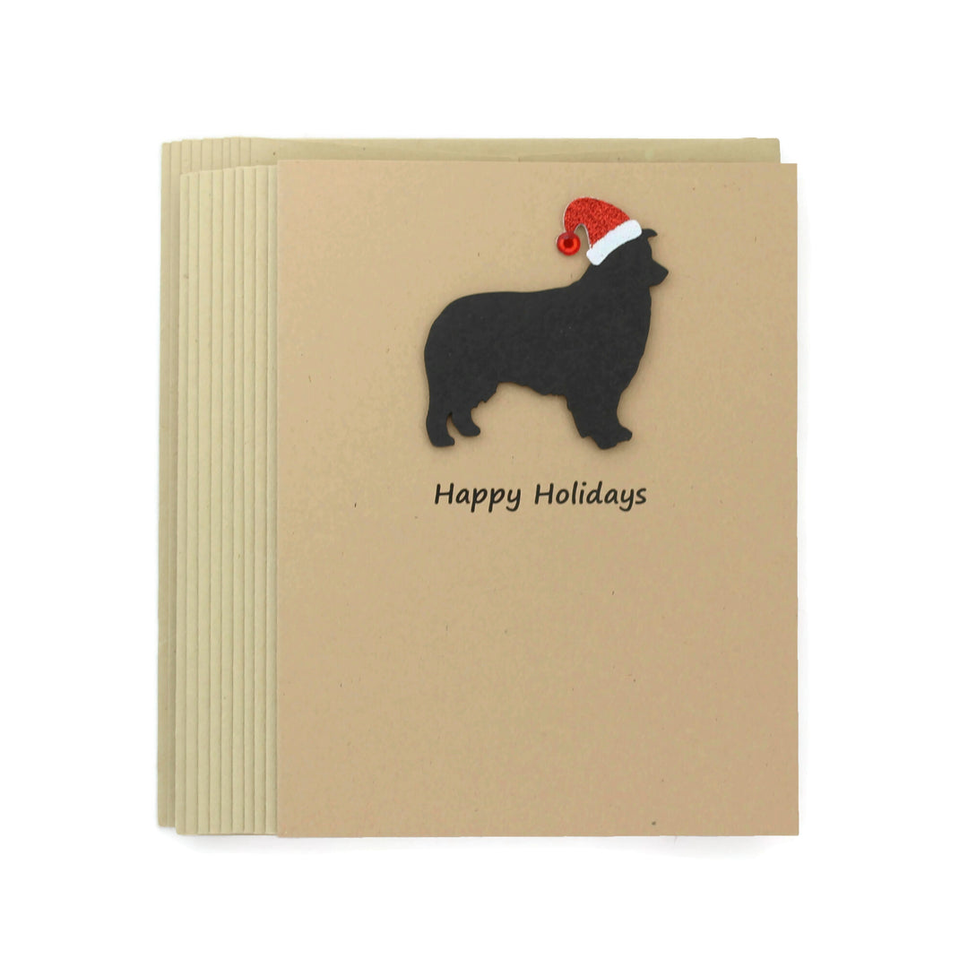 Australian Shepherd Christmas Card | Single or Pack of 10 | 25 Dog Colors | Choose Phrases | Santa Hat