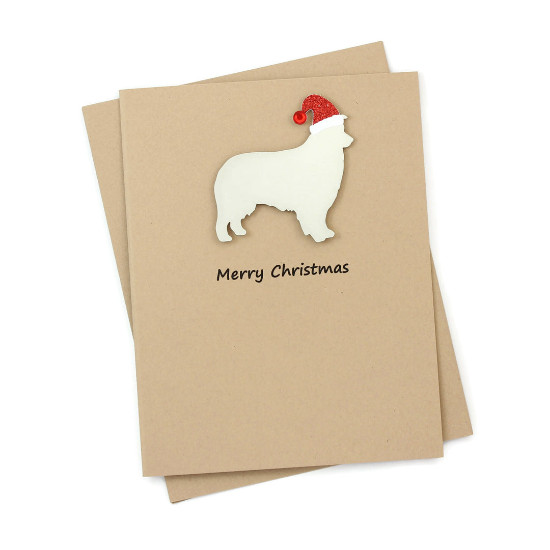 Australian Shepherd Christmas Card | Single or Pack of 10 | 25 Dog Colors | Choose Phrases | Santa Hat