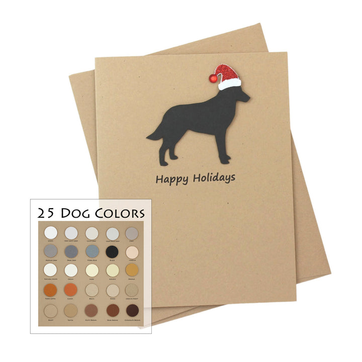 Belgian Malinois Christmas Card | Single or Pack of 10 | 25 Dog Colors | Choose Phrases | Santa Hat