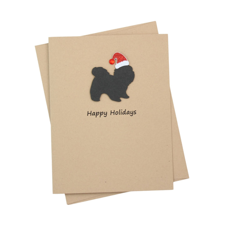 Shih Tzu (short haired) Christmas Card | Single or Pack of 10 | 25 Dog Colors | Choose Phrases | Santa Hat