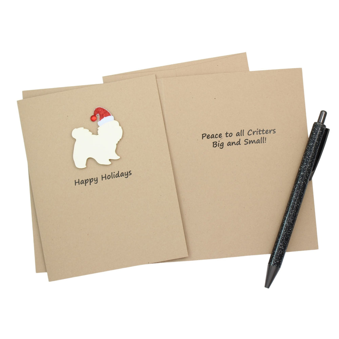 Shih Tzu (short haired) Christmas Card | Single or Pack of 10 | 25 Dog Colors | Choose Phrases | Santa Hat