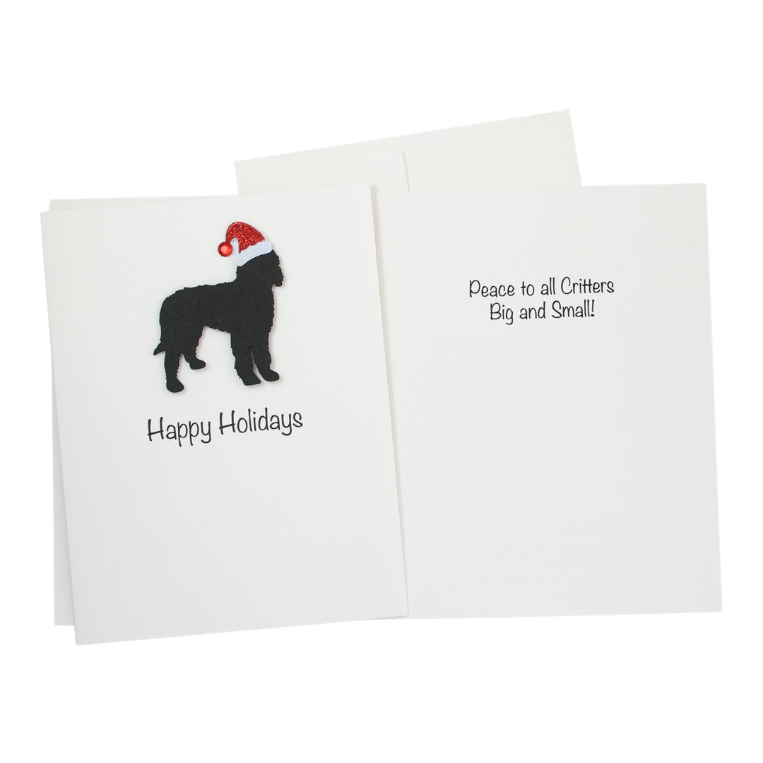 Doodle Christmas Card White | Single or Pack of 10 | 25 Dog Colors | Choose Phrases | Santa Hat