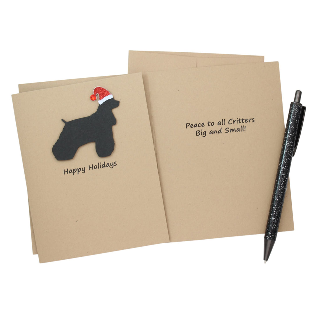 Cocker Spaniel Christmas Card | Single or Pack of 10 | 25 Dog Colors | Choose Phrases | Santa Hat