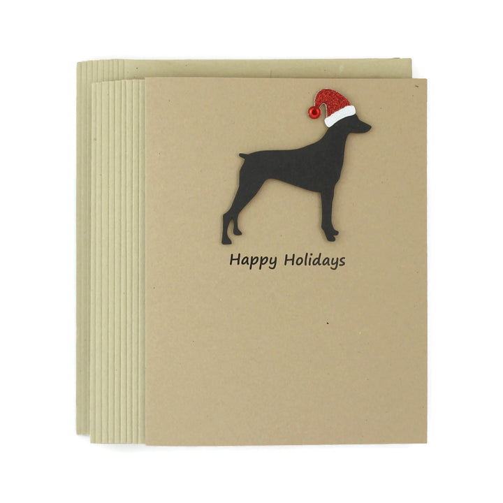 Pinscher Christmas Card | Single or Pack of 10 | 25 Dog Colors | Choose Phrases | Santa Hat | Doberman Pinscher Miniature Pinscher German Pinscher