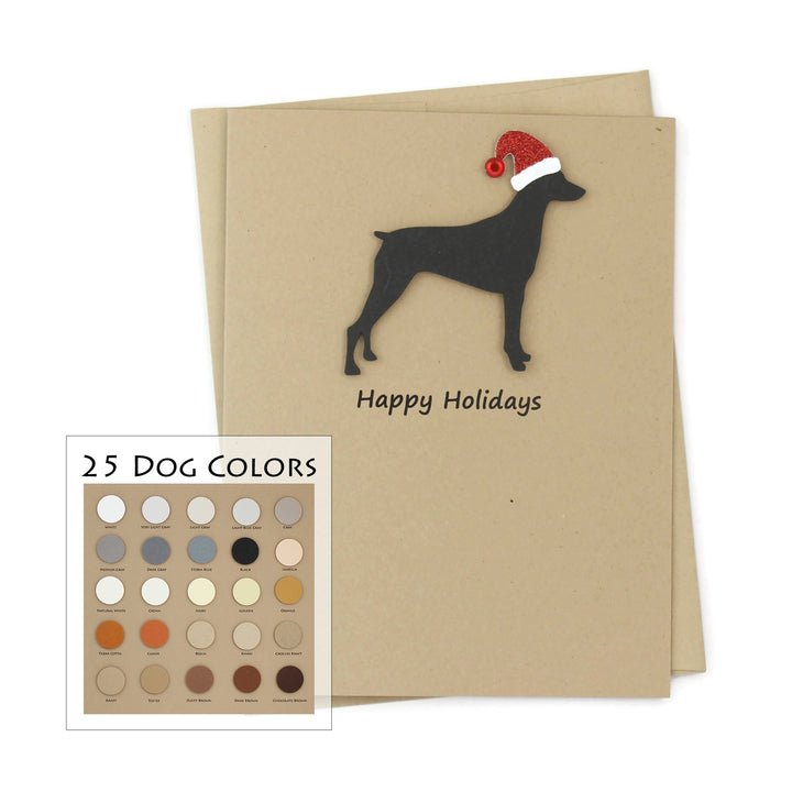 Pinscher Christmas Card | Single or Pack of 10 | 25 Dog Colors | Choose Phrases | Santa Hat | Doberman Pinscher Miniature Pinscher German Pinscher