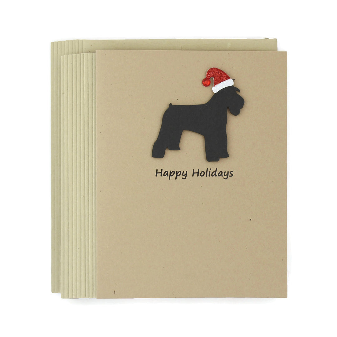 Schnauzer Christmas Card | Single or Pack of 10 | 25 Dog Colors | Choose Phrases | Santa Hat | Miniature Schnauzer Standard Schnauzer