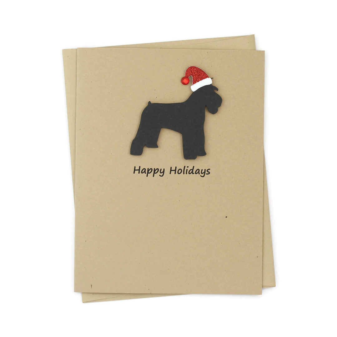 Schnauzer Christmas Card | Single or Pack of 10 | 25 Dog Colors | Choose Phrases | Santa Hat | Miniature Schnauzer Standard Schnauzer