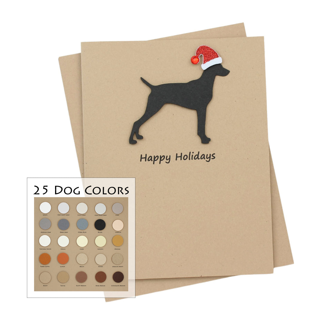 Vizsla Christmas Card | Single or Pack of 10 | 25 Dog Colors | Choose Phrases | Santa Hat