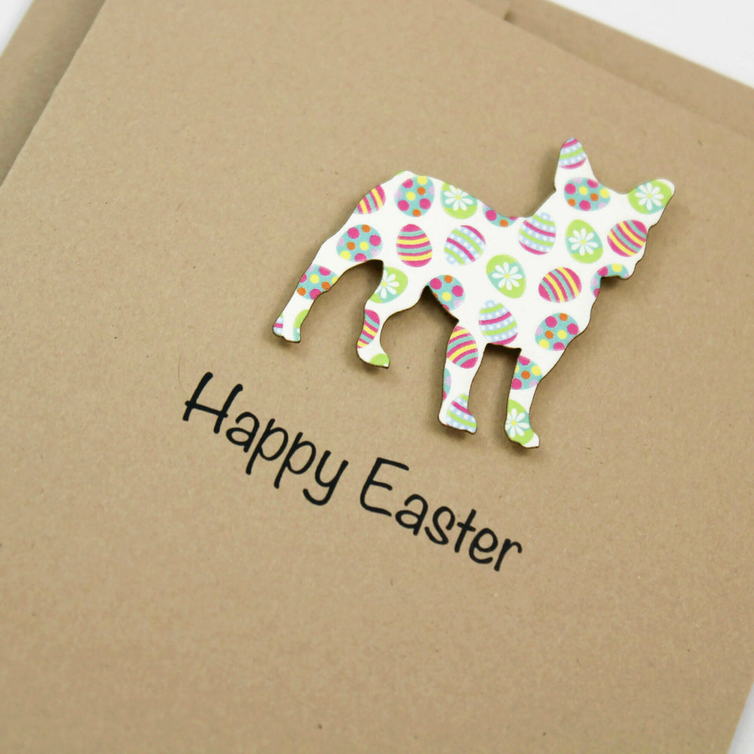 Dog Easter Notecard | 200+ Dog Breeds to Choose from | Single Card or 10 Pack | Colored Easter egg Pattern