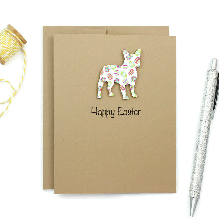 Dog Easter Notecard | 200+ Dog Breeds to Choose from | Single Card or 10 Pack | Colored Easter egg Pattern