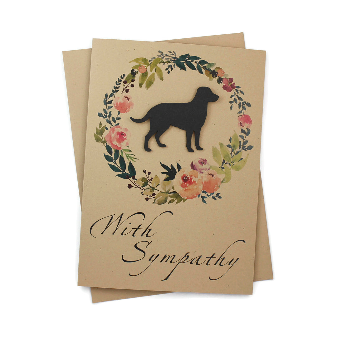 Dog Floral Wreath Sympathy Card | 200+ Dog Breeds Available | Handmade 5x7 Pet Condolences Greeting | White or Kraft Brown Choose Inside