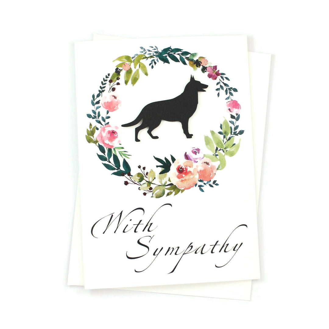 Dog Floral Wreath Sympathy Card | 200+ Dog Breeds Available | Handmade 5x7 Pet Condolences Greeting | White or Kraft Brown Choose Inside