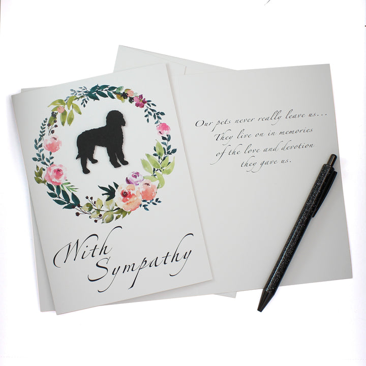 Dog Floral Wreath Sympathy Card | 200+ Dog Breeds Available | Handmade 5x7 Pet Condolences Greeting | White or Kraft Brown Choose Inside