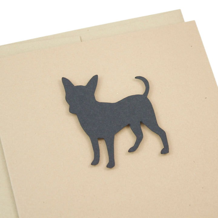 Smooth Coat Chihuahua Blank Greeting Cards | Handmade Smooth Coat Black Dog Card | Single or 10 Pack | Chi-chi