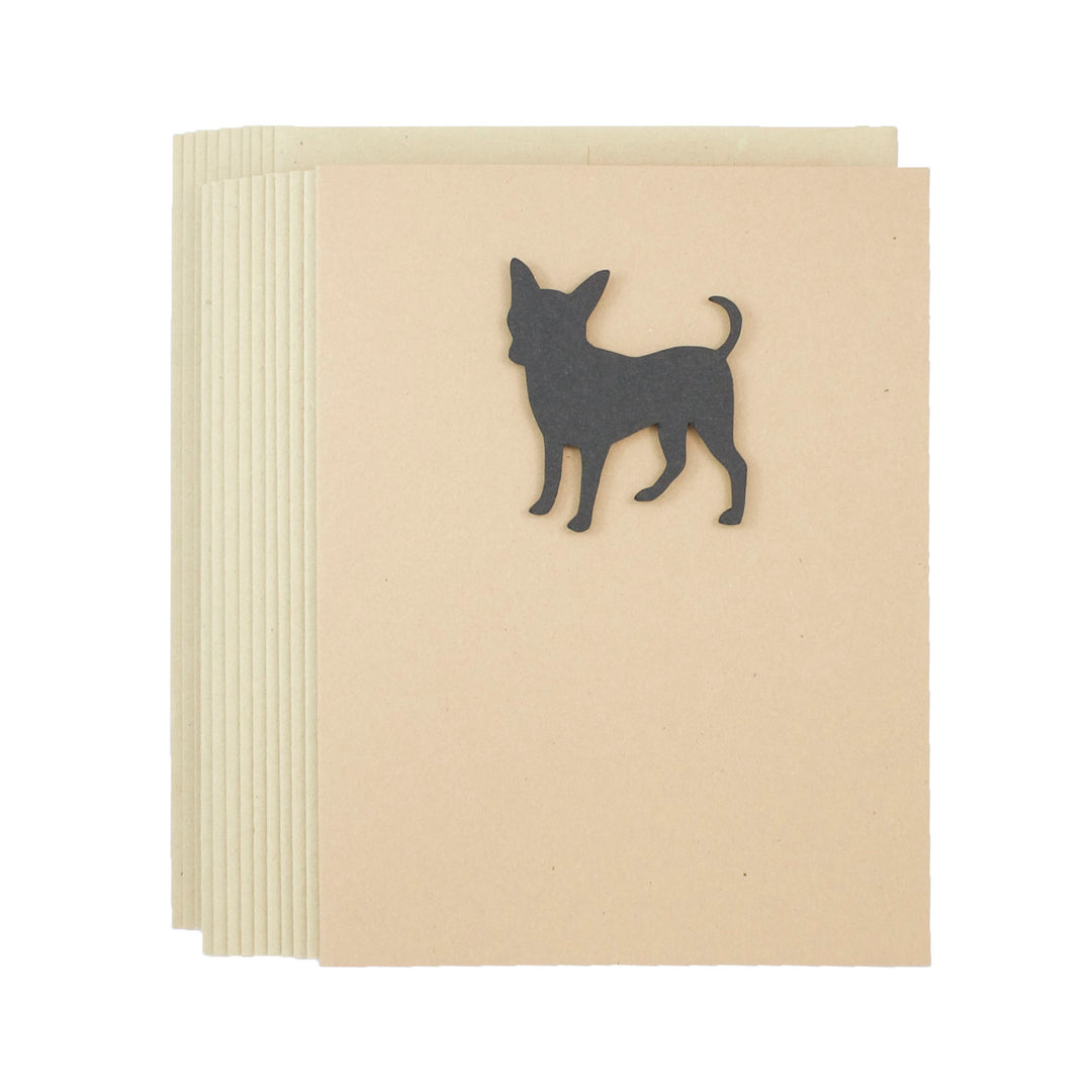 Smooth Coat Chihuahua Blank Greeting Cards | Handmade Smooth Coat Black Dog Card | Single or 10 Pack | Chi-chi