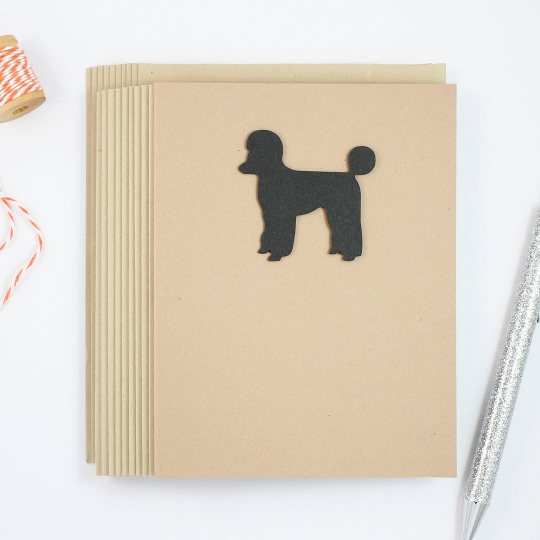 Poodle Blank Greeting Card | Dog Notecards | Single - 10 Pack | Toy Miniature Standard Sporting Clip