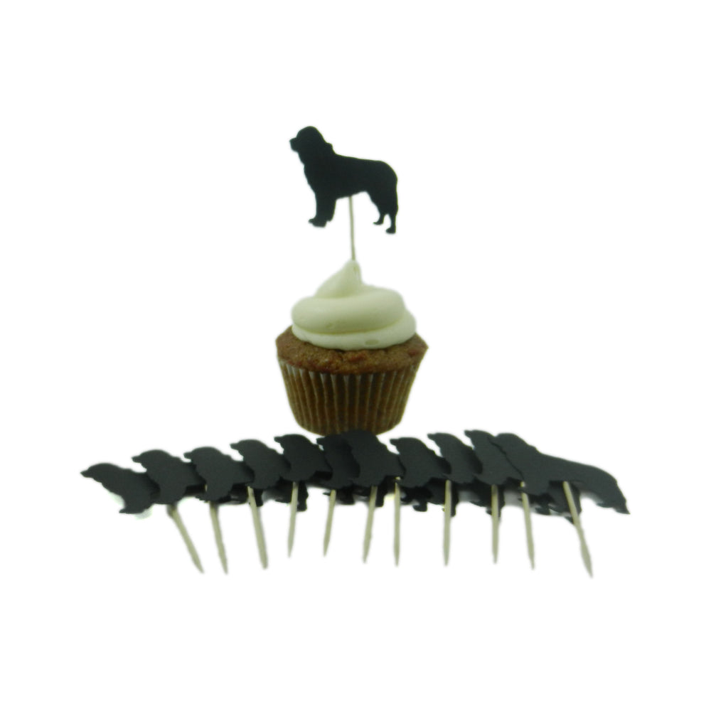 Newfoundland Cupcake Topper Set of 12 Black Newfie Dog Cupcake Toppers Pet Decorations Pet - Embellish by Jackie