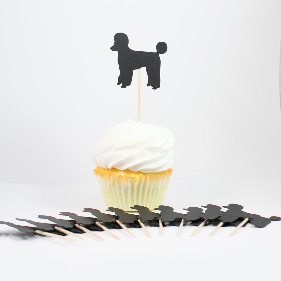 Poodle Cupcake Toppers Set of 12 | Handmade Dog Birthday Decor | Toy Miniature Standard Sporting clip