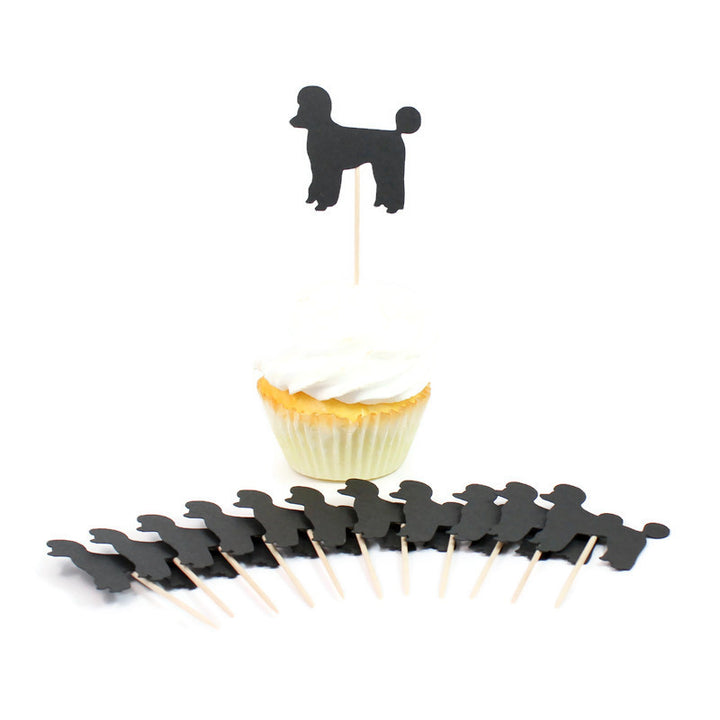 Poodle Cupcake Toppers Set of 12 | Handmade Dog Birthday Decor | Toy Miniature Standard Sporting clip