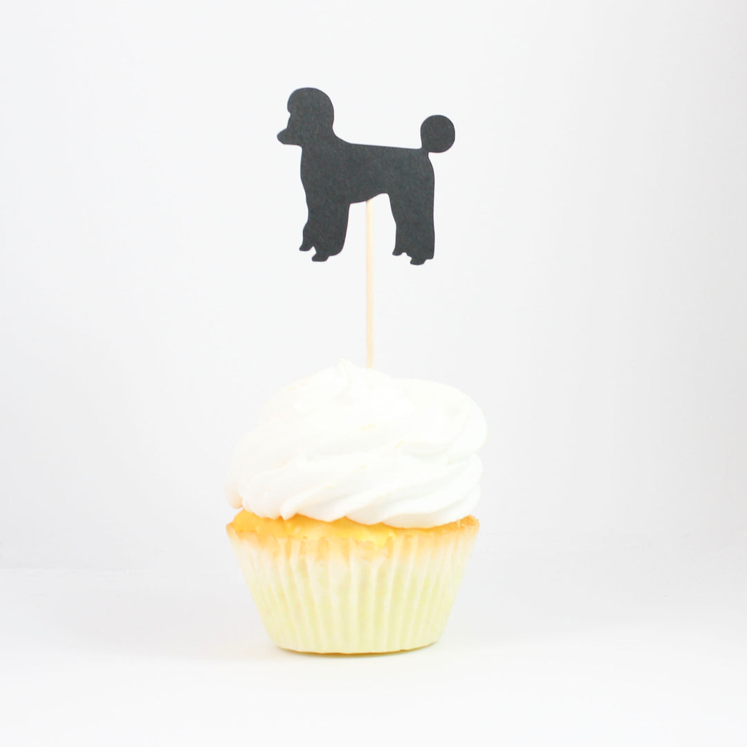 Poodle Cupcake Toppers Set of 12 | Handmade Dog Birthday Decor | Toy Miniature Standard Sporting clip