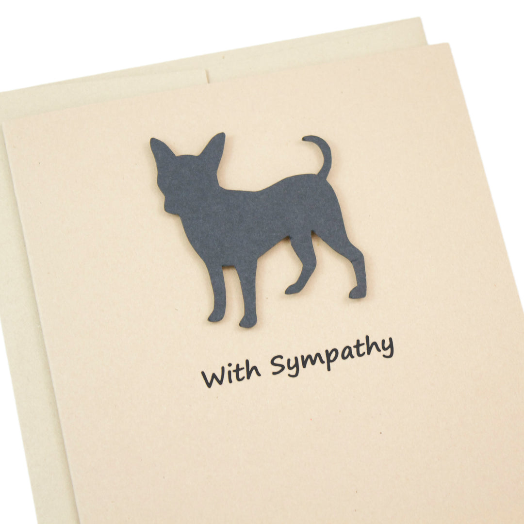 Smooth Coat Chihuahua Sympathy Card | Single Card or 10 Pack | Black Dog Greeting Cards | Choose Inside Phrase