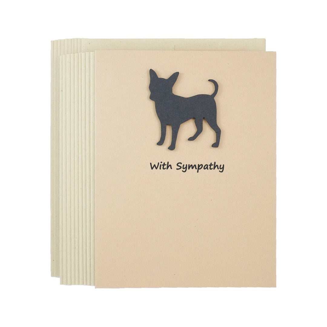 Smooth Coat Chihuahua Sympathy Card | Single Card or 10 Pack | Black Dog Greeting Cards | Choose Inside Phrase