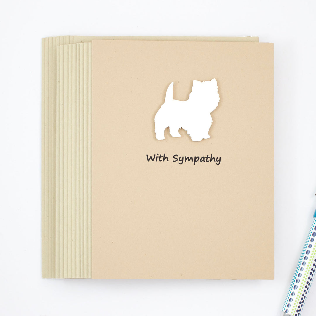 Westie Sympathy Card | Single Card or 10 Pack | White Dog Condolences Cards | Choose Inside | West Highland White Terrier