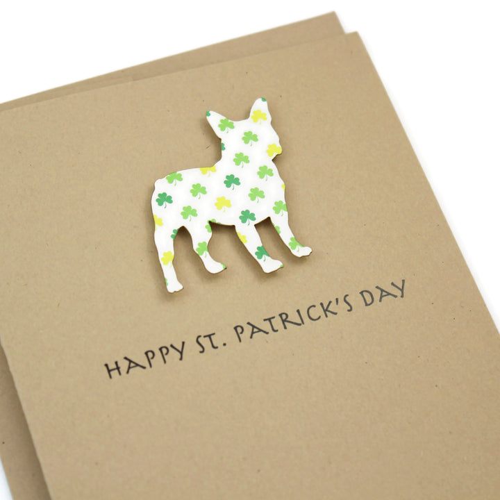 Dog St. Patrick's Day Notecard | 200+ Dog Breeds to Choose from | Single Card or 10 Pack | Colored Shamrock Pattern