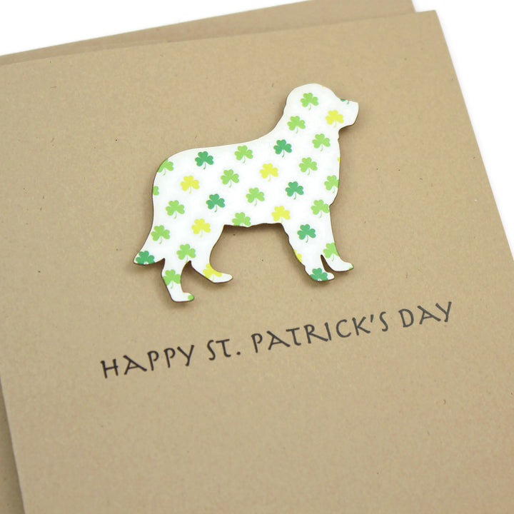 Dog St. Patrick's Day Notecard | 200+ Dog Breeds to Choose from | Single Card or 10 Pack | Colored Shamrock Pattern