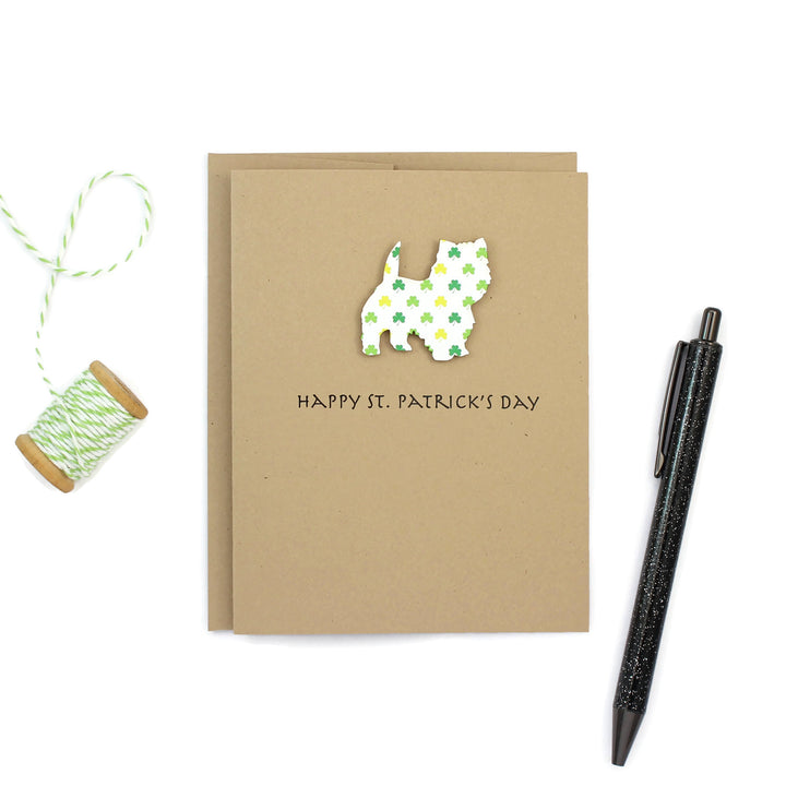 Dog St. Patrick's Day Notecard | 200+ Dog Breeds to Choose from | Single Card or 10 Pack | Colored Shamrock Pattern