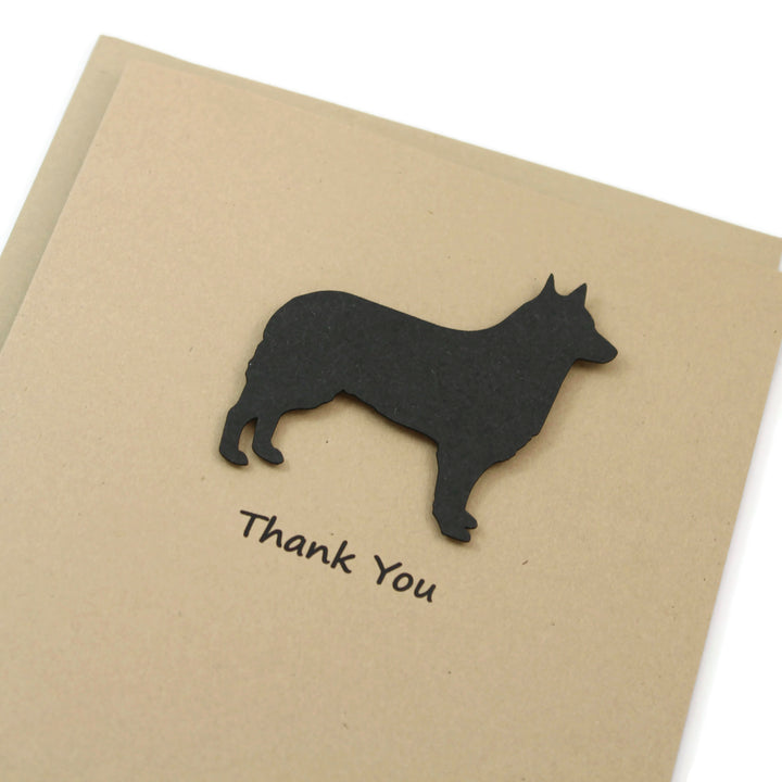 Siberian Husky Belgian Sheepdog Belgian Tervuren Thank You Card | 25 Dog Colors Available | Choose Inside Phrase | Single Card or 10 Pack