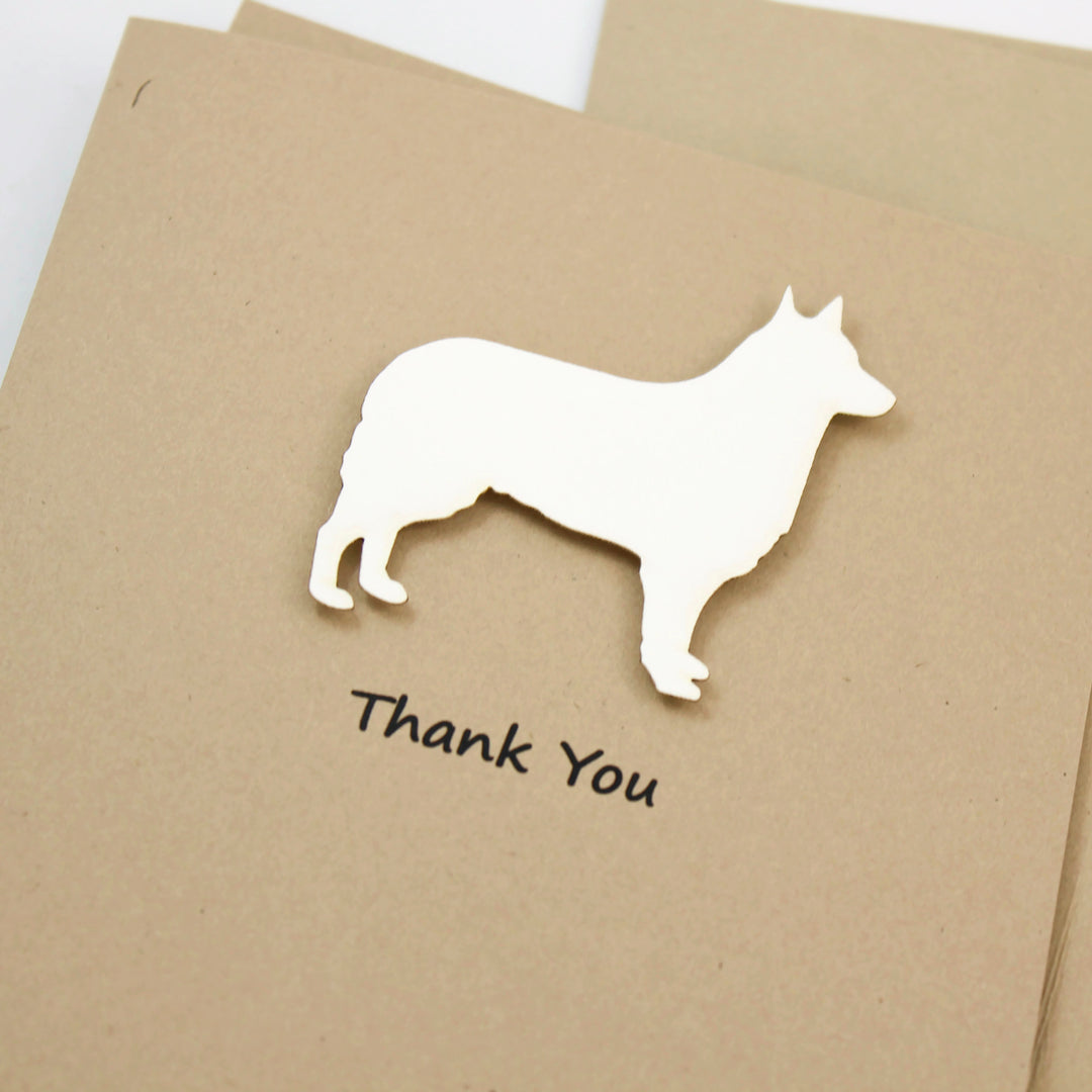 Siberian Husky Belgian Sheepdog Belgian Tervuren Thank You Card | 25 Dog Colors Available | Choose Inside Phrase | Single Card or 10 Pack