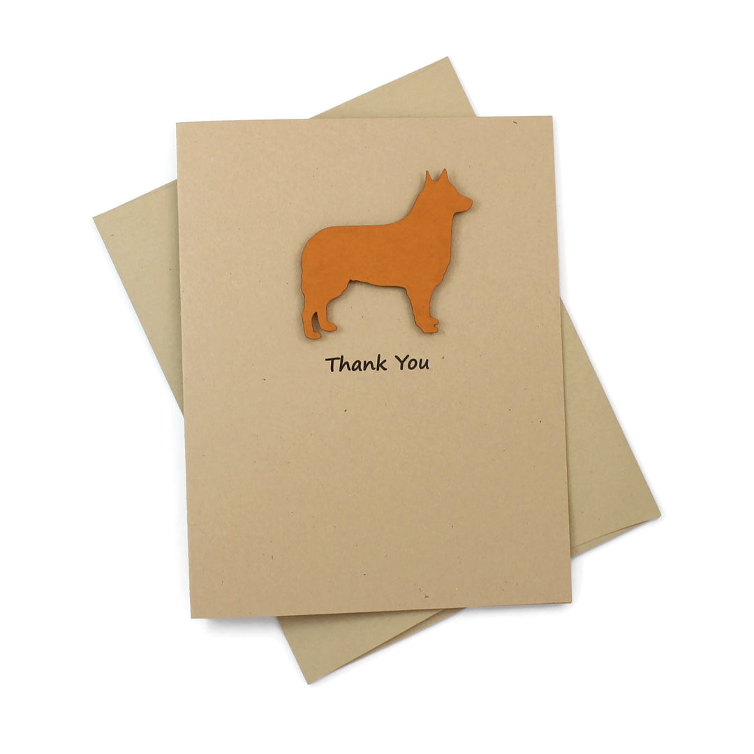 Siberian Husky Belgian Sheepdog Belgian Tervuren Thank You Card | 25 Dog Colors Available | Choose Inside Phrase | Single Card or 10 Pack