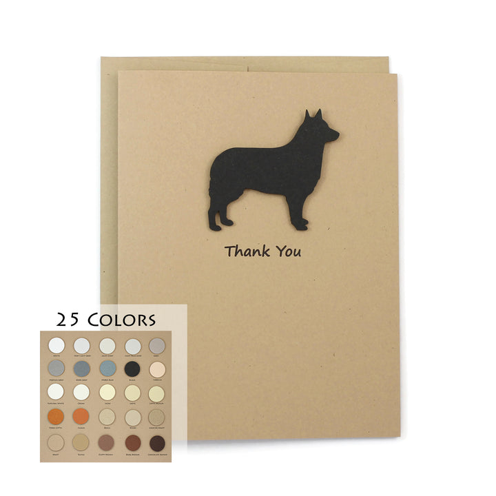 Siberian Husky Belgian Sheepdog Belgian Tervuren Thank You Card | 25 Dog Colors Available | Choose Inside Phrase | Single Card or 10 Pack