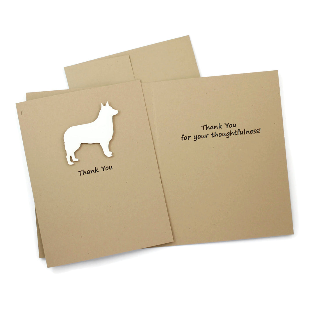 Siberian Husky Belgian Sheepdog Belgian Tervuren Thank You Card | 25 Dog Colors Available | Choose Inside Phrase | Single Card or 10 Pack