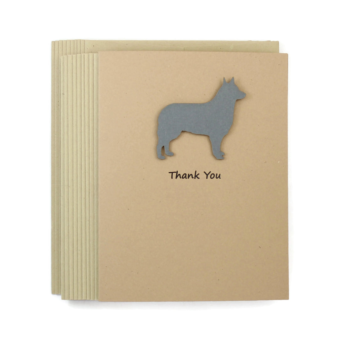 Siberian Husky Belgian Sheepdog Belgian Tervuren Thank You Card | 25 Dog Colors Available | Choose Inside Phrase | Single Card or 10 Pack