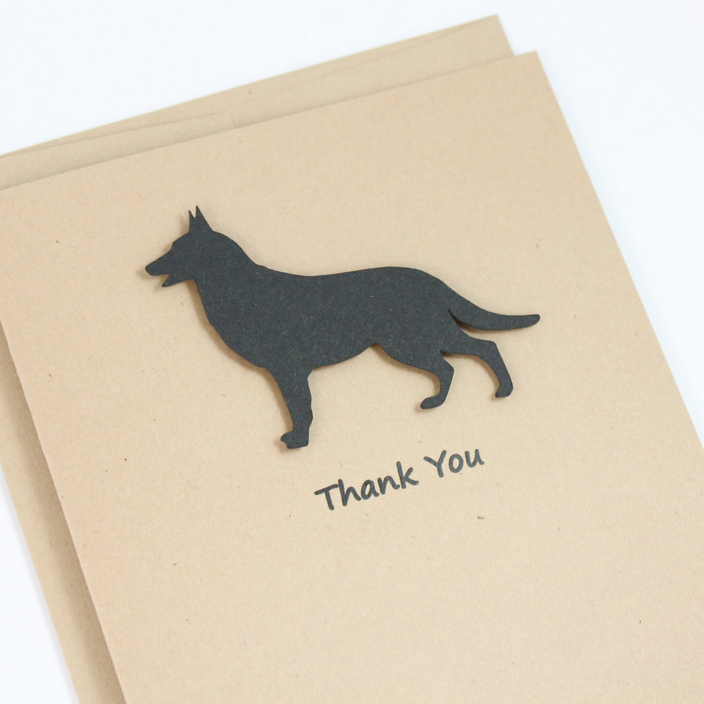 German Shepherd Thank You Card | Handmade Black Dog Greeting Card | Single or 10 Pack Notecards - Embellish by Jackie