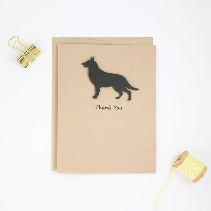 German Shepherd Thank You Card | Handmade Black Dog Greeting Card | Single or 10 Pack Notecards - Embellish by Jackie