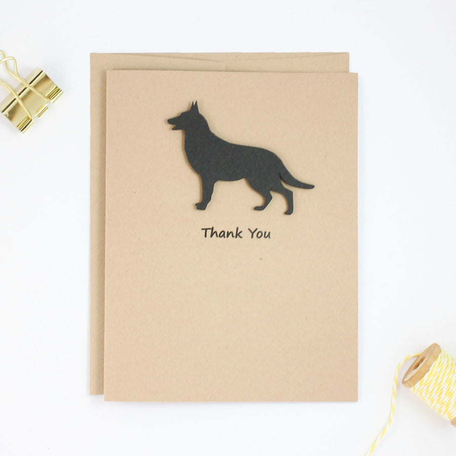 German Shepherd Thank You Card | Handmade Black Dog Greeting Card | Single or 10 Pack Notecards - Embellish by Jackie