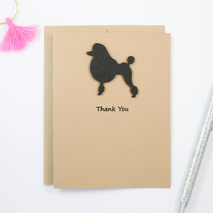 Poodle Thank You Card | Handmade Cards | Single or 10 Pack | Toy Miniature Standard Continental Clip