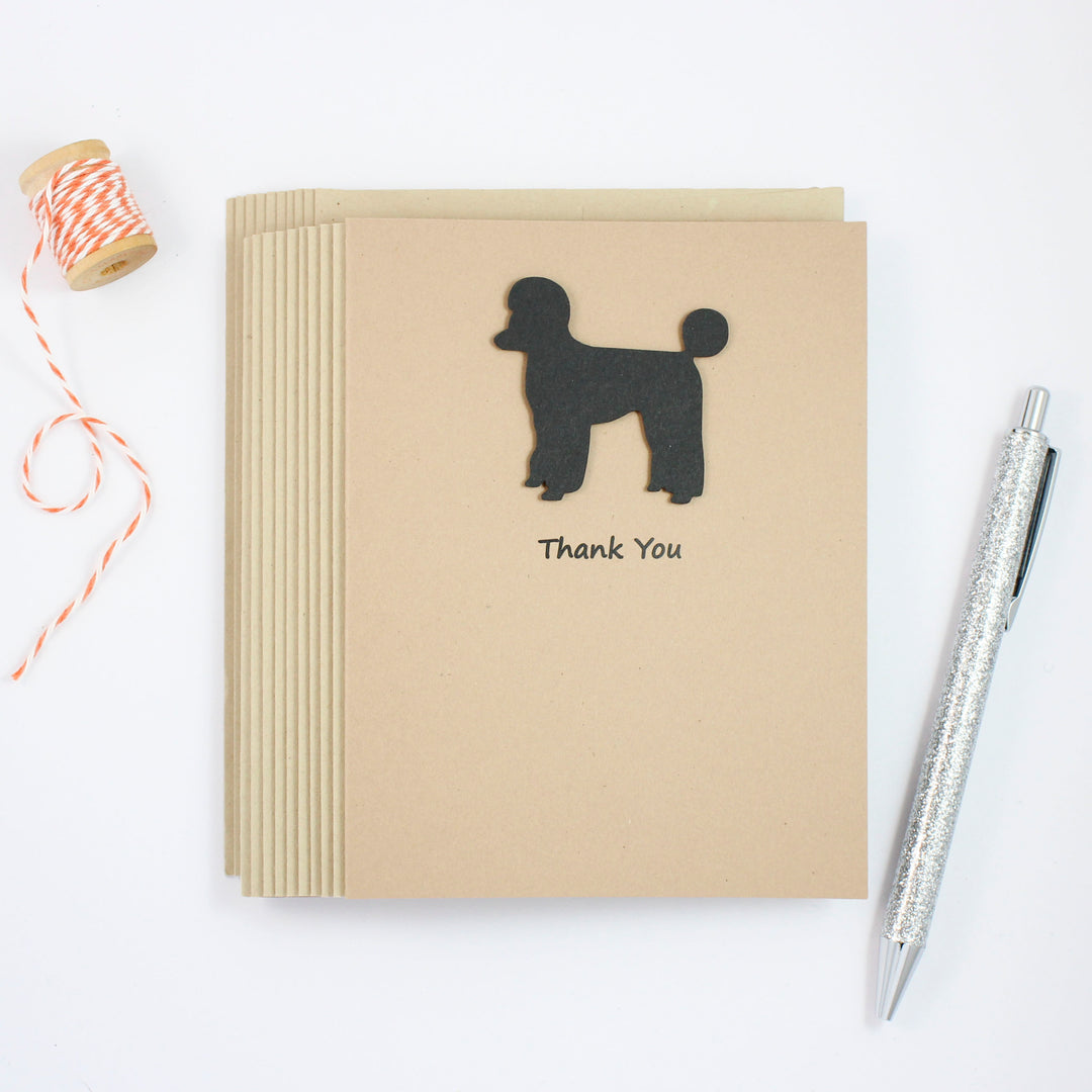 Poodle Thank You Card | Handmade Dog Cards | Single or 10 Pack Toy Miniature Standard Sporting Clip