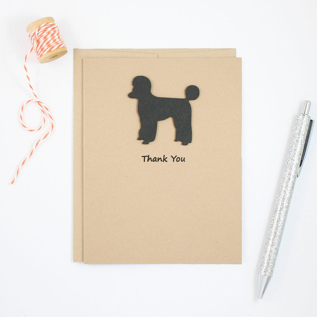 Poodle Thank You Card | Handmade Dog Cards | Single or 10 Pack Toy Miniature Standard Sporting Clip