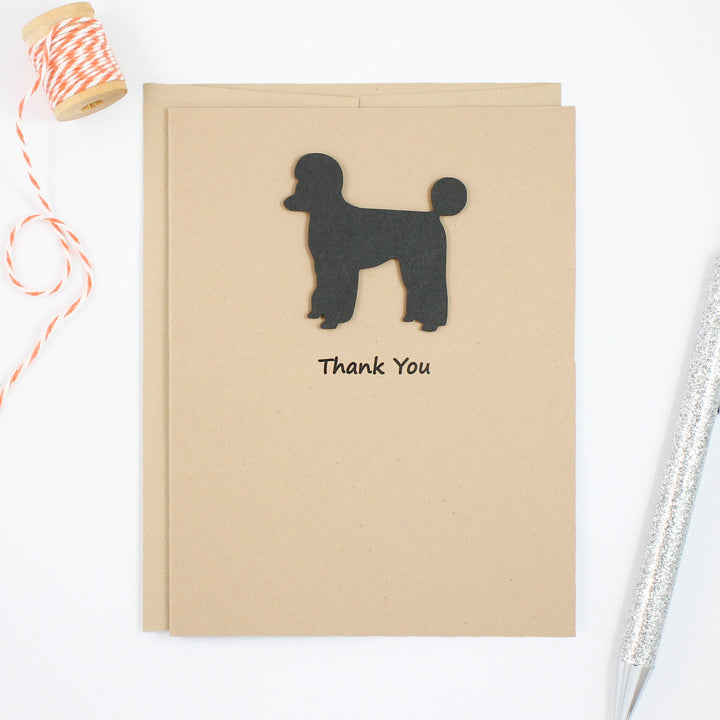 Poodle Thank You Card | Handmade Dog Cards | Single or 10 Pack Toy Miniature Standard Sporting Clip