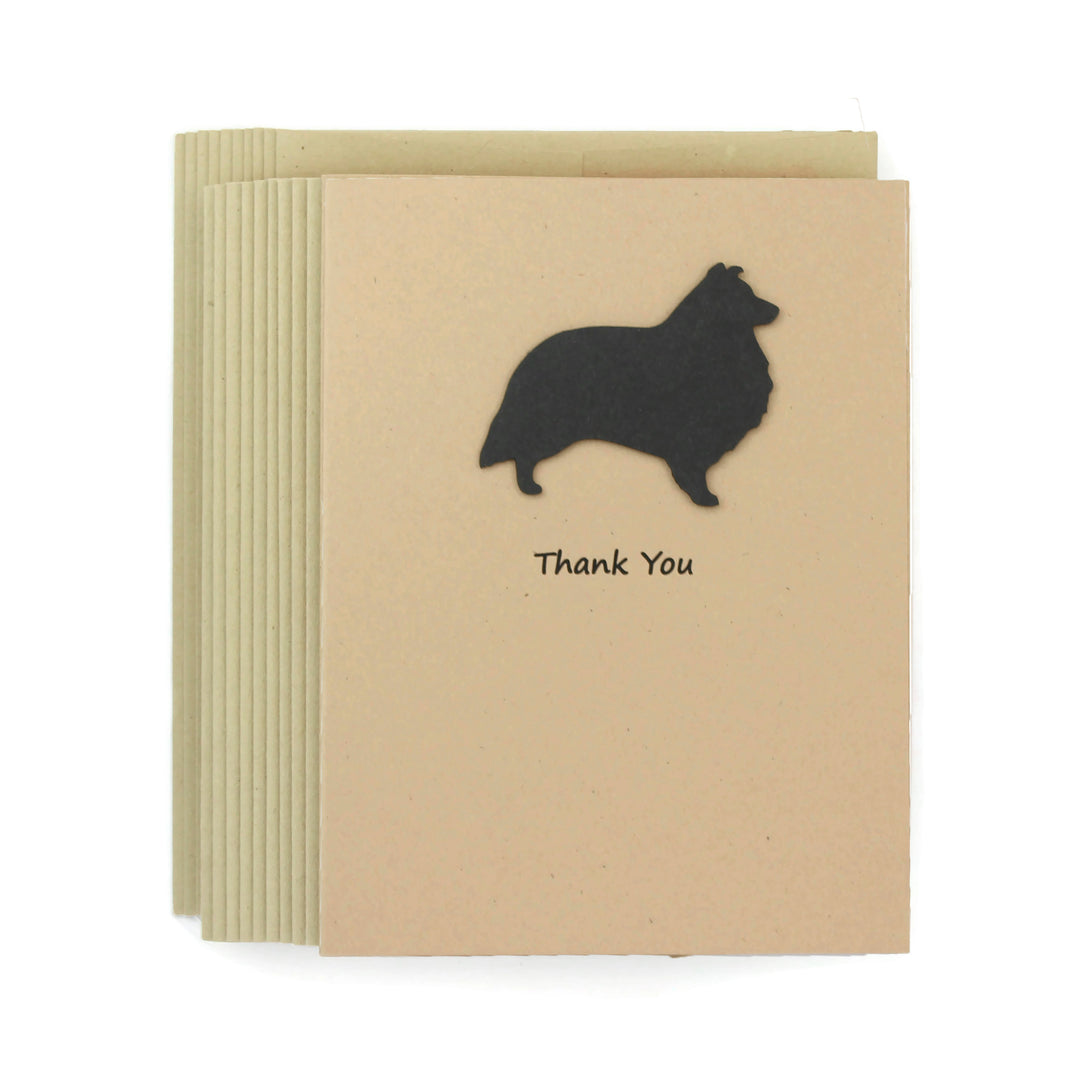 Shetland Sheepdog Thank You Card | Sheltie 25 Dog Colors Available | Choose Inside Phrase | Single Card or 10 Pack - Embellish by Jackie - Handmade Greeting Cards