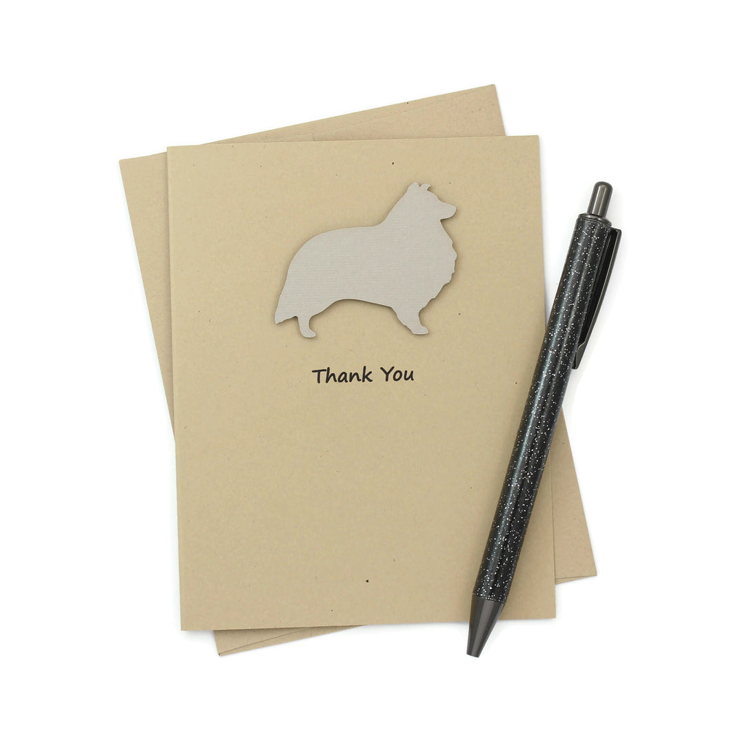 Shetland Sheepdog Thank You Card | Sheltie 25 Dog Colors Available | Choose Inside Phrase | Single Card or 10 Pack - Embellish by Jackie - Handmade Greeting Cards