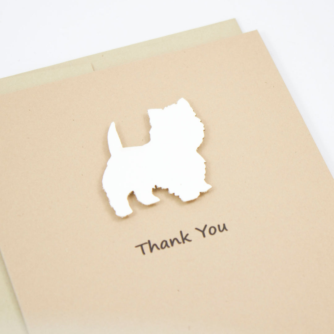 Westie Thank You Card | Handmade White Dog Greeting Cards | Single or 10 Pack | West Highland White Terrier